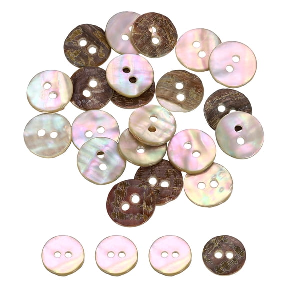 Uxcell 30Pcs Natural Shell Buttons, 12.5mm 2-Hole Round Shell Craft Sewing Button, Decorative Accessories for Coats, Shirts, Clothing DIY Projects, Beige