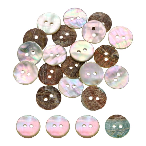 Uxcell 30Pcs Natural Shell Buttons, 15mm 2-Hole Round Shell Craft Sewing Button, Decorative Accessories for Coats, Shirts, Clothing DIY Projects, Beige