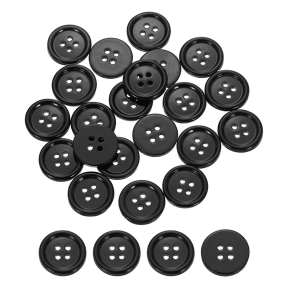 Uxcell 30Pcs Natural Shell Buttons, 15mm 4-Hole Round Shell Craft Sewing Button, Decorative Accessories for Coats, Shirts, Clothing DIY Projects, Black