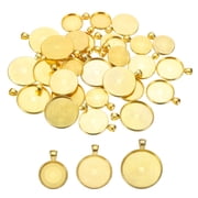 Uxcell 30Pcs Pendant Trays for Jewelry Making, 20/25/30mm Blank Pendants Zinc Alloy Round Bezel Settings Flat Base for Necklace Bracelet Photo Charm Art Making Supplies, Gold Tone