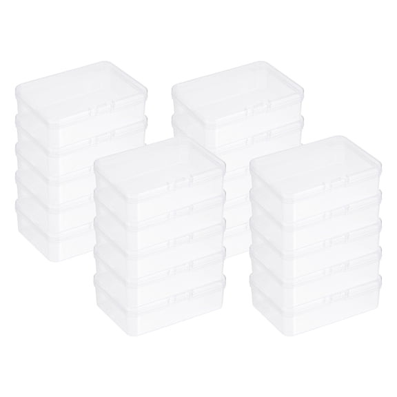 Uxcell 30Pcs Plastic Storage Containers, Rectangular Mini Clear Organizer with Lids, Transparent Storage Boxes for Beads, Small Craft Items, Jewelry Hardware, (60" x 25" x 3.35")