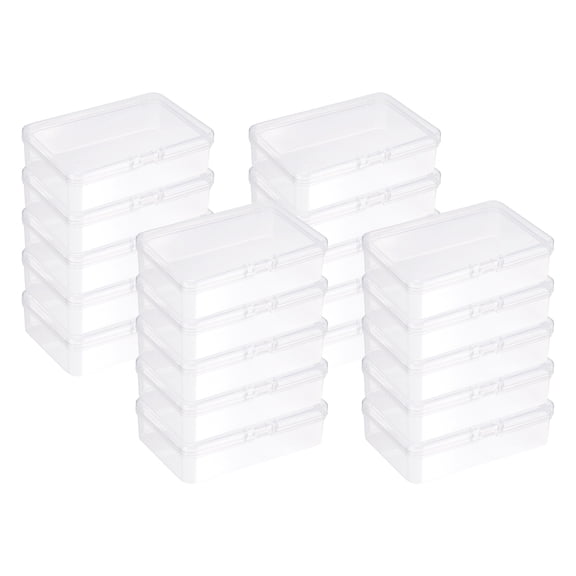 Uxcell 30Pcs Plastic Storage Containers, Rectangular Mini Clear Organizer with Lids, Transparent Storage Boxes for Beads, Small Craft Items, Jewelry Hardware, (65" x 25" x 3.74")