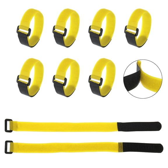 Uxcell 30Pcs Reusable Self-Gripping Cable Ties, 12.2" x 0.8" Hook and Loop Wire Organizers for Power Cords, Data Cables, TV/PC Wires - Adjustable & Durable Fabric Straps(Yellow)