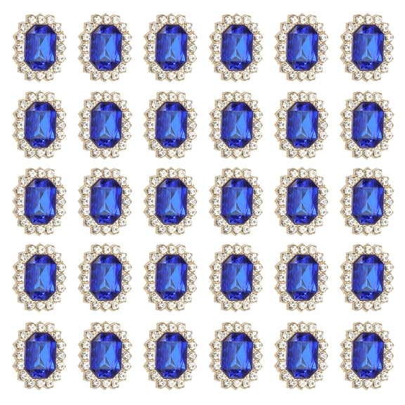 Uxcell 30Pcs Rhinestone Embellishments, Handcraft Crystal Rhinestone Button Charms Gold Base Gems Dark Blue Rhinestones for Crafting