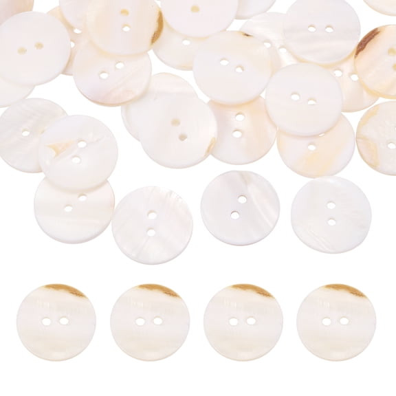 Uxcell 30Pcs Round Natural Shell Buttons,20mm 2 Holes Mother of Pearl Craft Seashell Sewing Buttons for Clothes Shirts Dresses Sewing DIY Craft Making, Cream Yellow Brown
