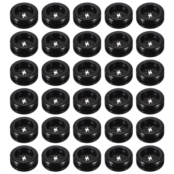 Uxcell 30Pcs Rubber Plug Hole Grommet Kit, 0.6" Firewall Closed Hole Plug Fire Grommet for Wire Electrical Appliance Plumbing Wiring Automotive Home Improvement, Black