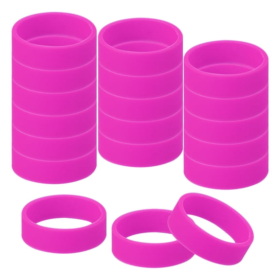 Uxcell 30Pcs Tiny Rubber Bands, 0.8 x 0.28 Inch Silicone Wide Rubber Bands for Organizing and Securing Items, Silicone Rubber Rings for Fashion Accessory, Rose Red