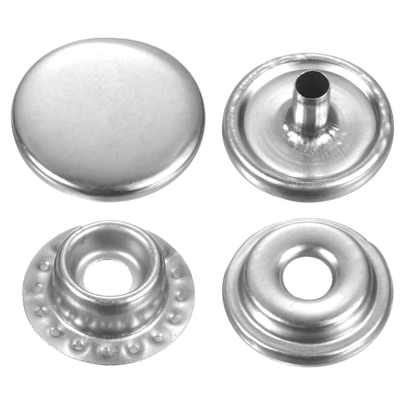 Uxcell 30Set Press-Stud Cap Button 12.5mm Metal Snap Fastener for Clothes DIY, Silver