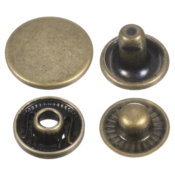 Uxcell 30Set Press-Stud Cap Button 15mm Metal Snap Fastener for Canvas, Bronze
