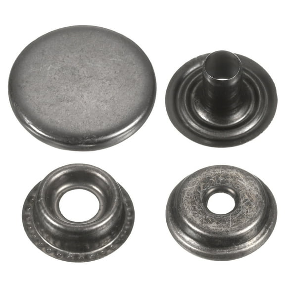 Uxcell 30Set Press-Stud Cap Button 15mm Metal Snap Fastener for Crafts, Gun