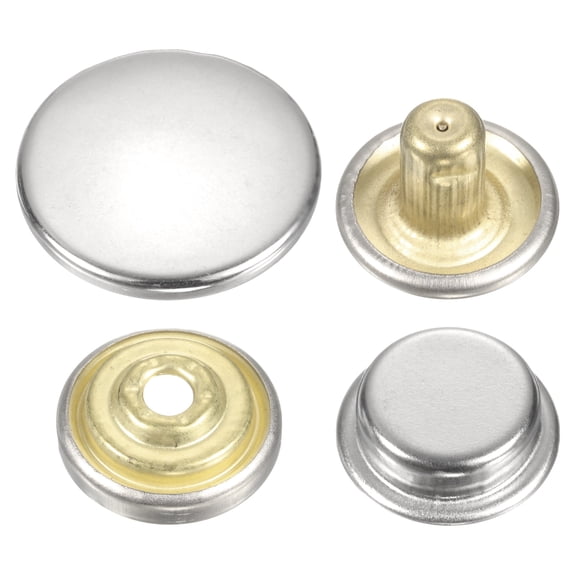 Uxcell 30Set Press-Stud Cap Button 17mm Metal Snap Fastener for Clothes DIY, Silver