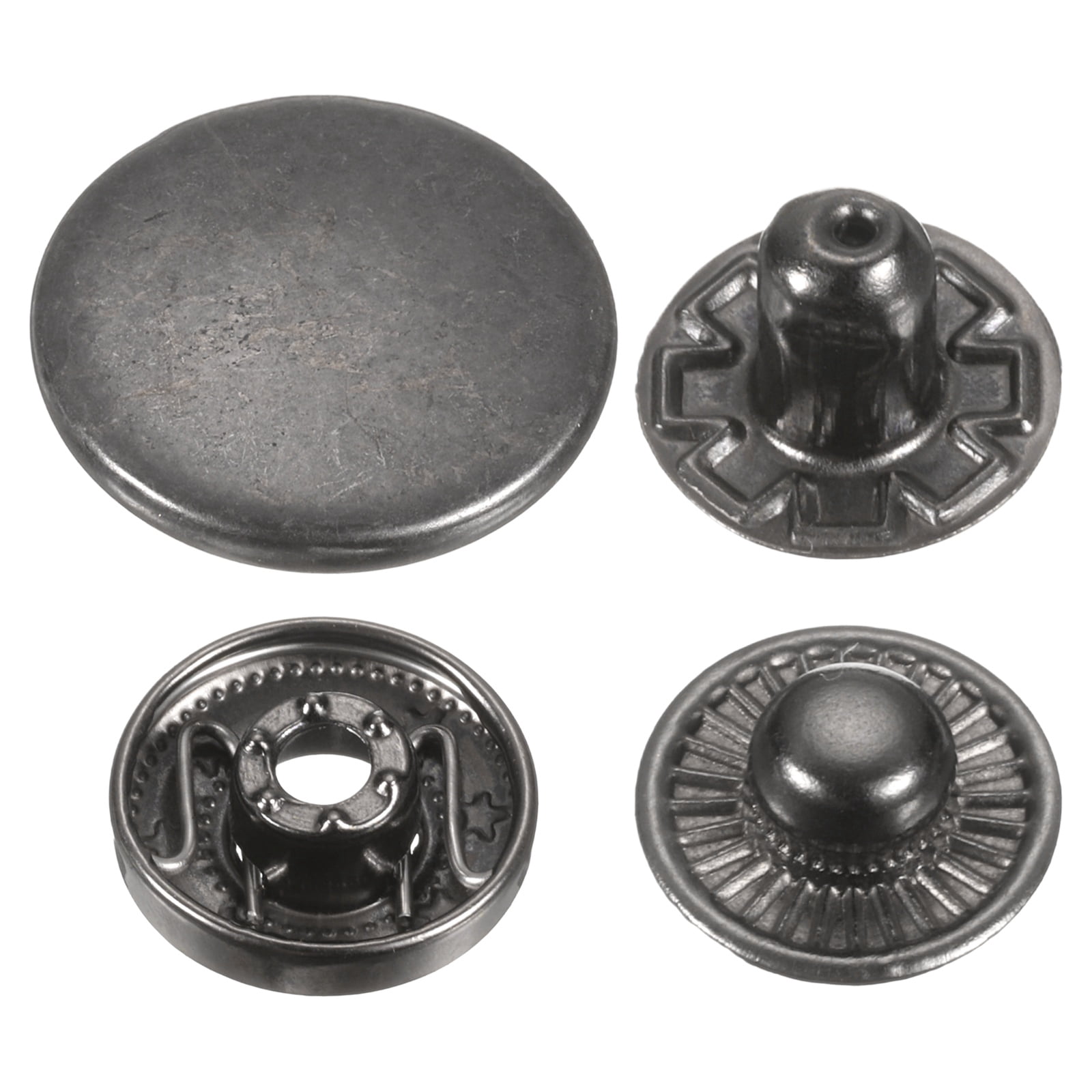 Uxcell 30Set Press-Stud Cap Button 17mm Metal Snap Fastener for ...