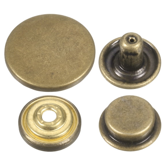 Uxcell 30Set Press-Stud Cap Button 20mm Metal Snap Fastener for Canvas, Bronze