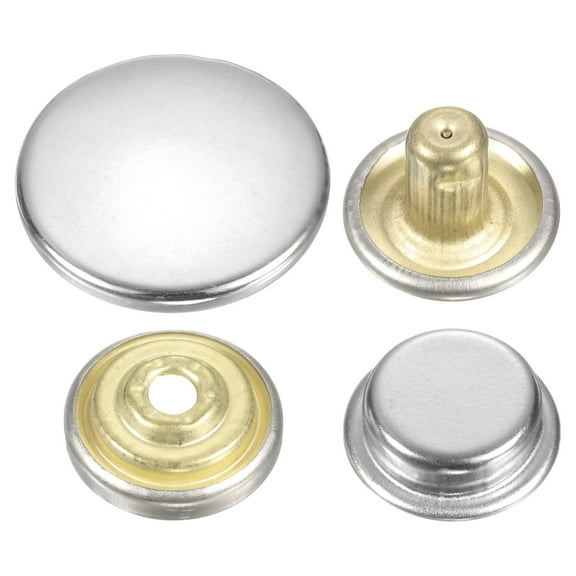 Uxcell 30Set Press-Stud Cap Button 20mm Metal Snap Fastener for Canvas, Silver