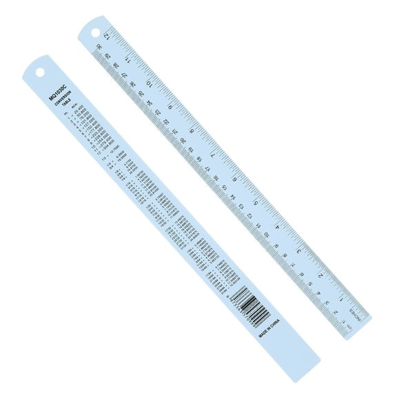 Uxcell 30cm/12" Metal Ruler, 2 Pack Aluminum Alloy Rulers with Centimeters, Millimeters, Inches and Conversion Table Straight Edge Ruler for Writing Machinist Drafting, Blue