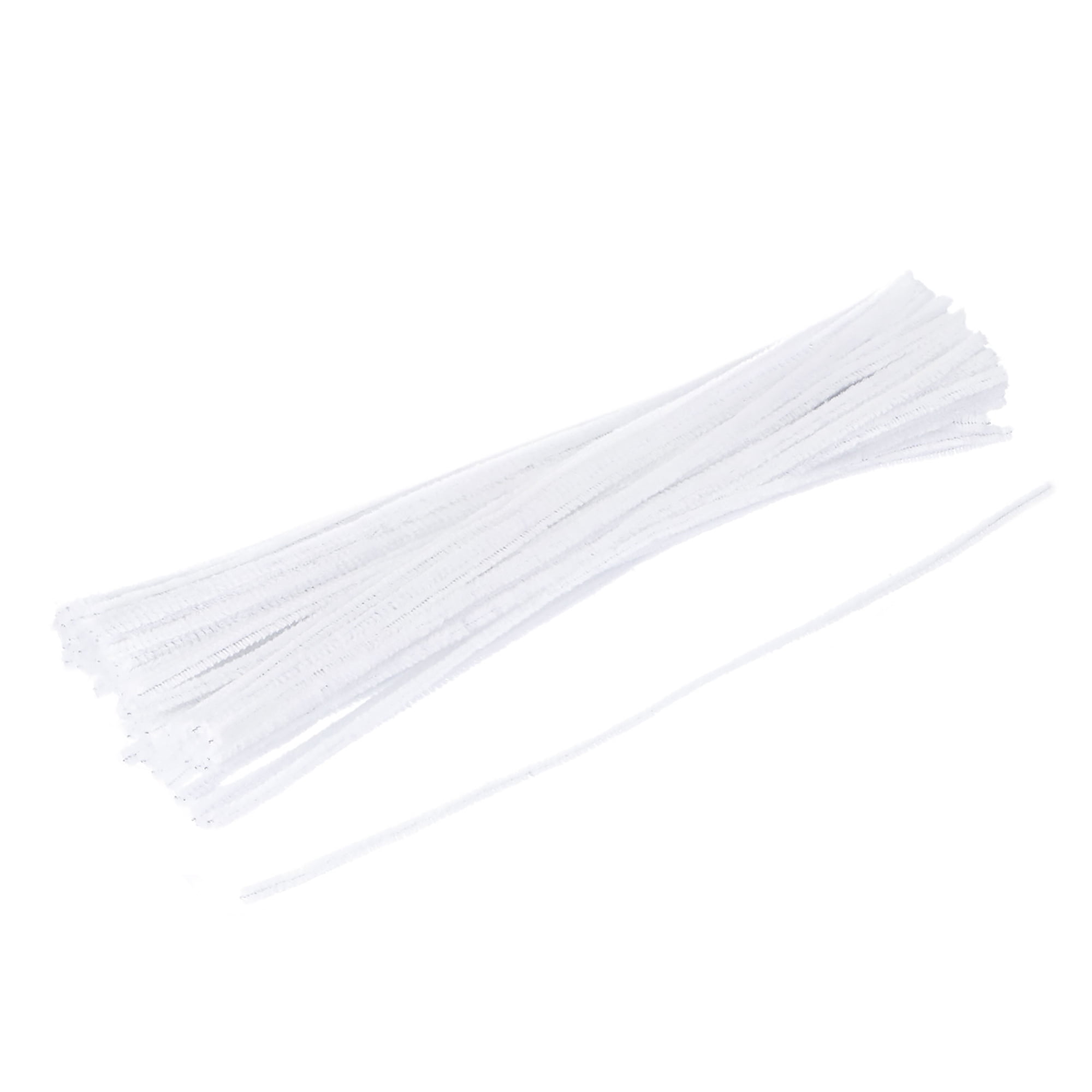 Chenille Pipe Cleaners, 30cm x 12mm, White 