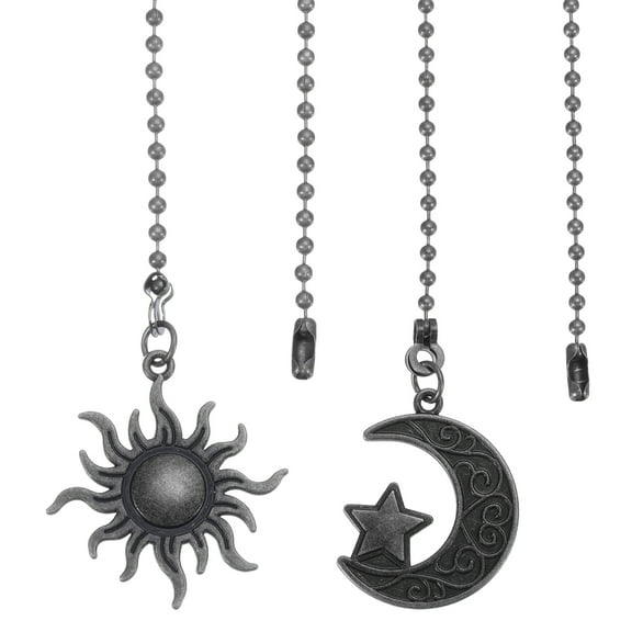 Uxcell 30cm Ceiling Fan Pull Chain Set, 4Pcs Lighting Fan Extender with Connector Moon and Sun Pendant, Black Bronze