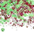 thumbnail image 1 of Uxcell 30g Mix Pearls and Rhinestones 3-10mm Resin Flatback Pearls Rhinestones and Half Pearls Green Red, 1 of 6
