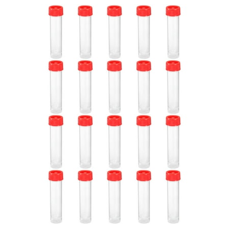Uxcell 30mL Plastic Test Tubes, 20 Pack Frozen Test Tube Vial Container Storage Screw Cap, Red Clear