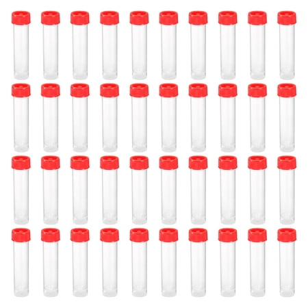 Uxcell 30mL Plastic Test Tubes, 40 Pack Frozen Test Tube Vial Container Storage Screw Cap, Red Clear