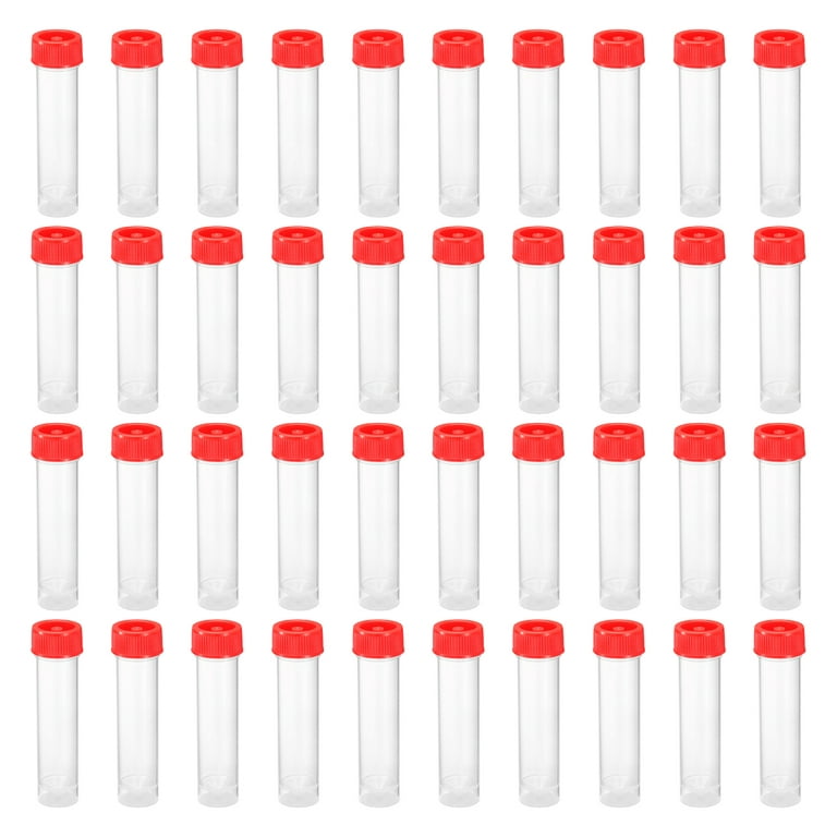 Uxcell 30mL Plastic Test Tubes, 40 Pack Frozen Test Tube Vial Container  Storage Screw Cap, Red Clear 