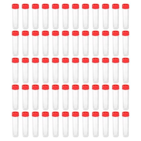 Uxcell 30mL Plastic Test Tubes, 60 Pack Frozen Test Tube Vial Container Storage Screw Cap, Red Clear