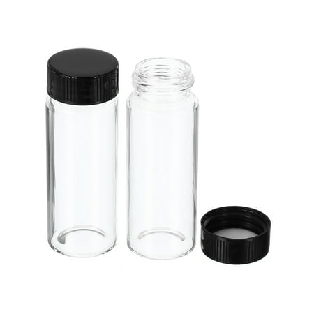 Uxcell 30mL Reagent Glass Storage Bottle Round Plastic Screw Cap for Laboratory Home Clear 12 Pack