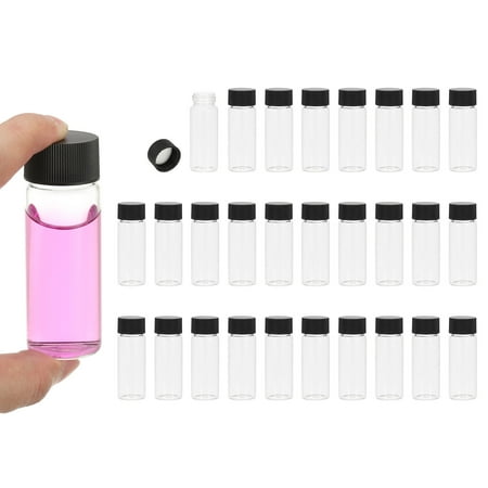 Uxcell 30ml Clear Glass Vials, 28 Pack Sample Vials with Screw Cap Reagent Media Bottle