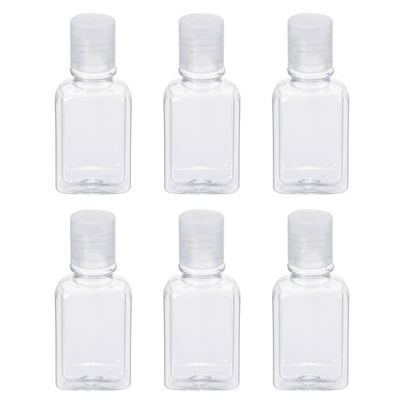 Uxcell 30ml Squeeze Bottles Rectangle Dispensing Bottle Plastic with Flip Cap Clear 6 Pack