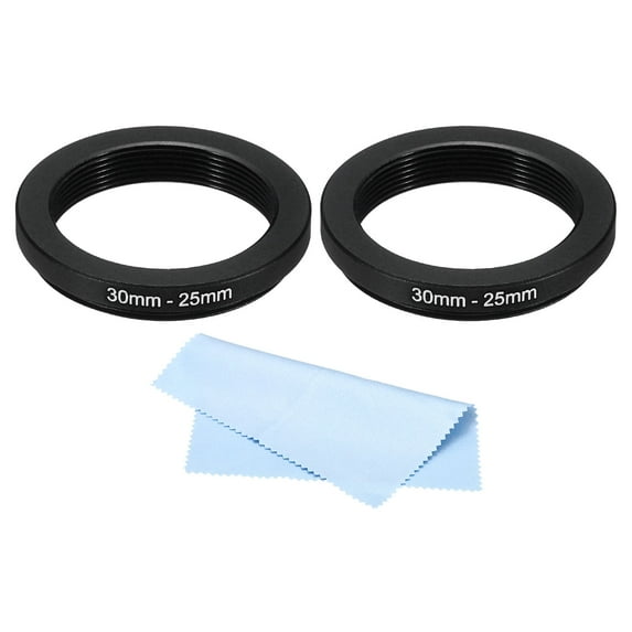 Uxcell 30mm-25mm Metal Step Down Ring with Cleaning Cloth, 2 Pack Camera Lens Filter Aluminum Adapter Ring