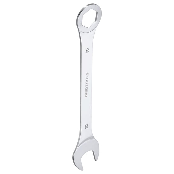 Uxcell 30mm 6-Point Thin Combination Wrench Double Ended Box and Open End Chrome Plated Steel, Silver