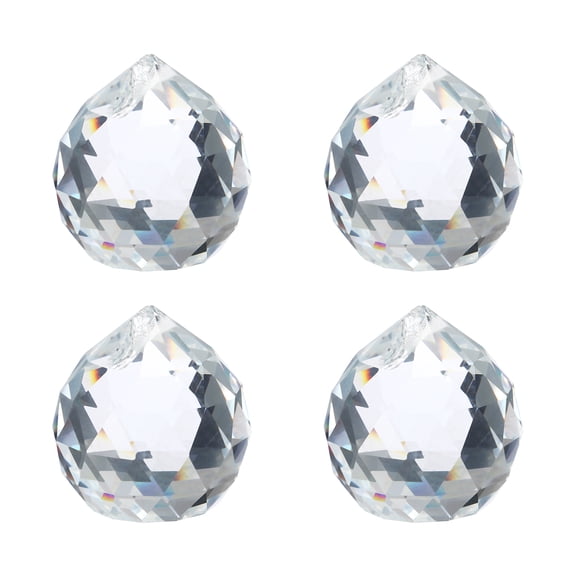 Uxcell 4 Pack Clear Crystal Ball Prism Chandelier Crystals Prism Parts for Arts Crafts Decoration Clear 1.18 x 1.42"
