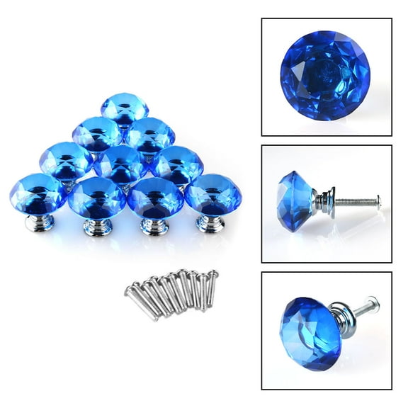 Uxcell 30mm Diamond Crystal Glass Drawer Knobs for Kitchen Cabinet Cupboard,1/6/8/10/20Pcs,High-gloss