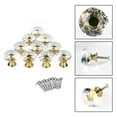 thumbnail image 1 of Uxcell 30mm Diamond Crystal Glass Drawer Pull Handle Knobs 10pcs, Gold Tone, 1 of 7