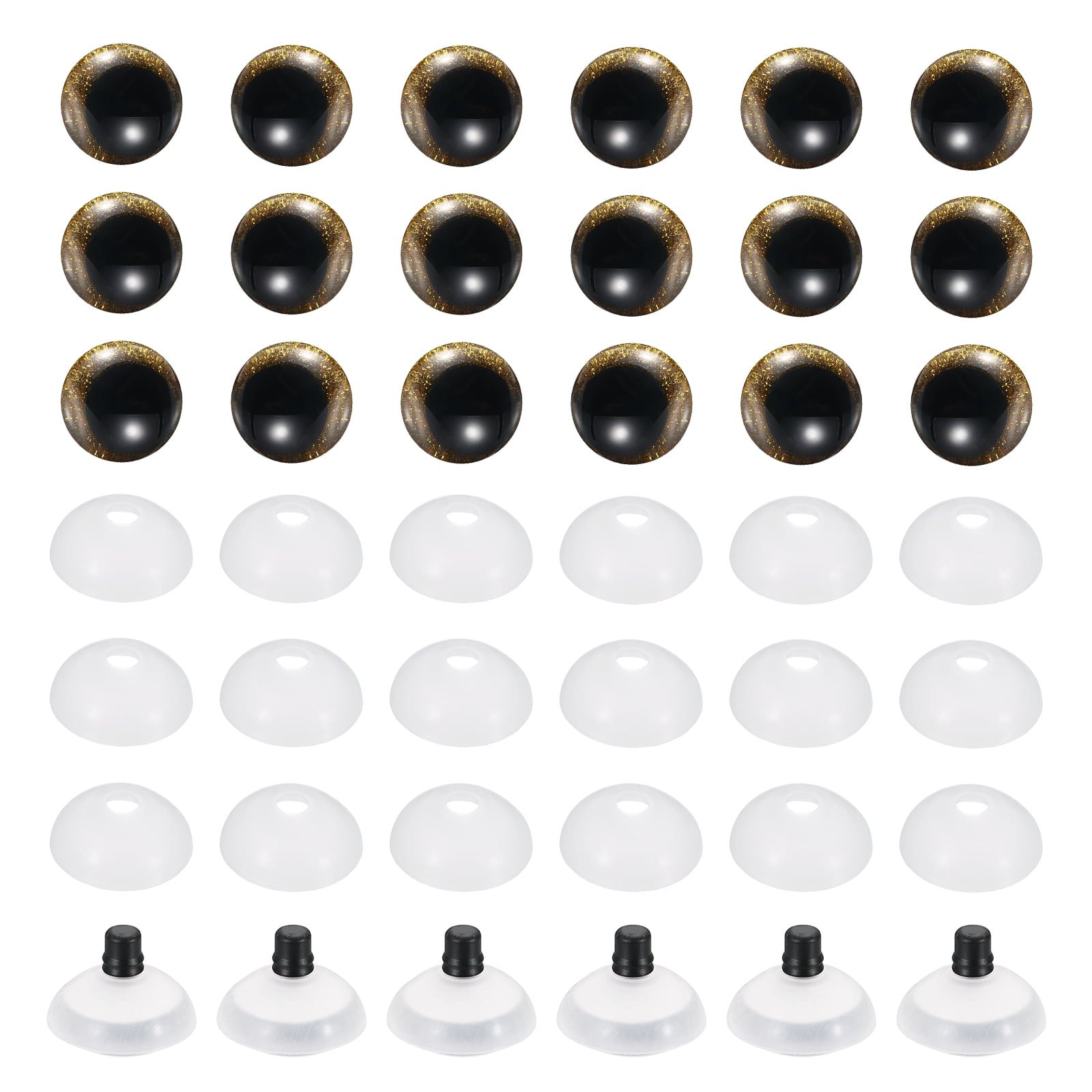 Uxcell 30mm Flash Safety Eyes, 24 Pcs Doll Eyes Realistic Colorful Crocheting Safety Eye for Decor Crochet Accessories Dolls Craft, Golden
