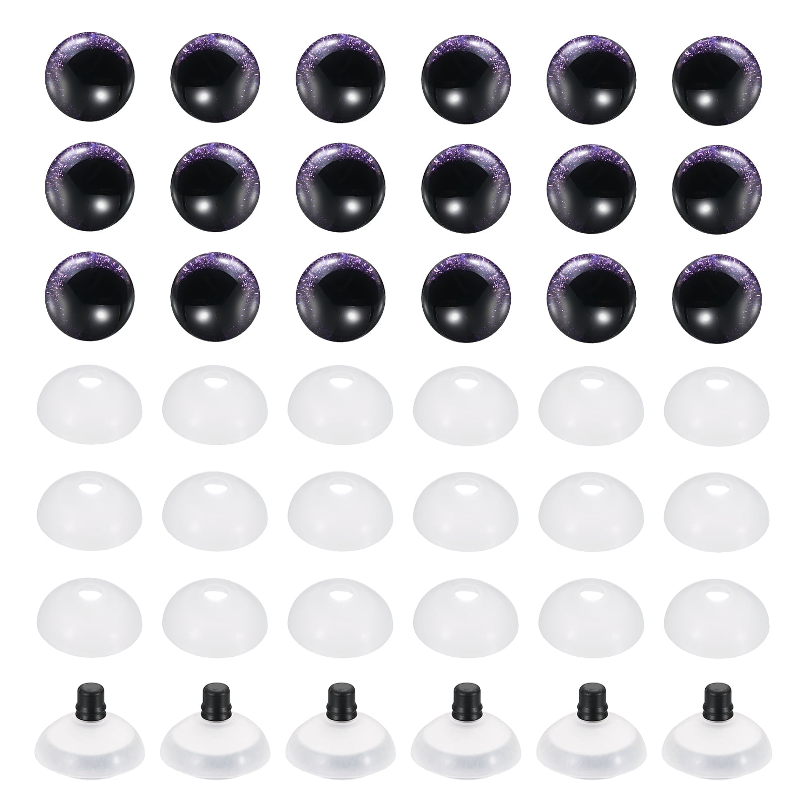 Uxcell 30mm Flash Safety Eyes, 24 Pcs Doll Eyes Realistic Colorful Crocheting Safety Eye for Decor Crochet Accessories Dolls Craft, Purple