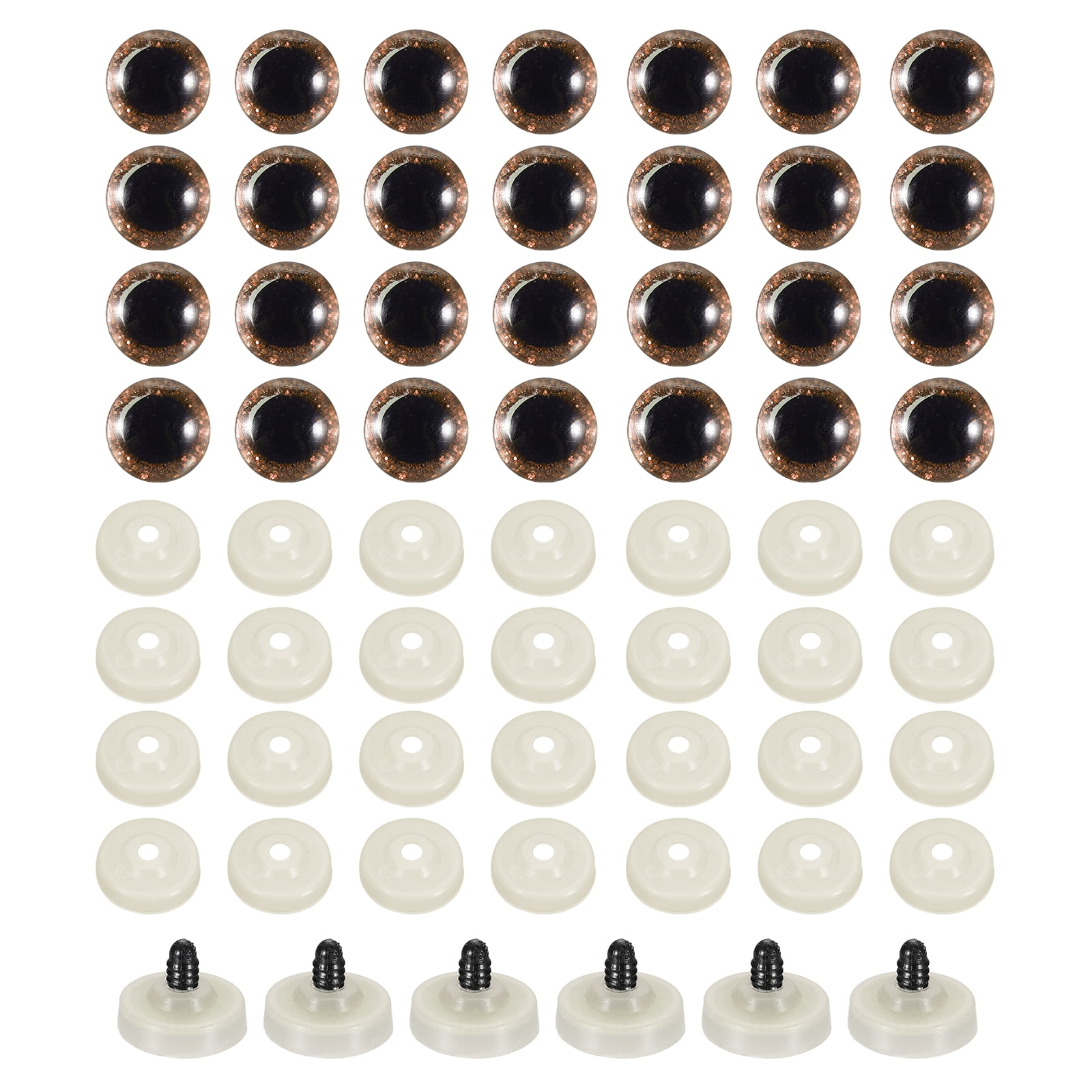 Uxcell 30mm Flash Safety Eyes, 30 Pcs Plastic Glitter Safety Eyes Realistic Colorful Crocheting Safety Eyes for Decor Crochet Accessories Dolls Craft, Brown