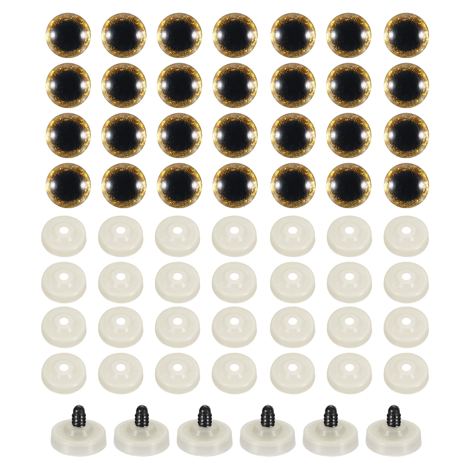 Uxcell 30mm Flash Safety Eyes, 30 Pcs Plastic Glitter Safety Eyes Realistic Colorful Crocheting Safety Eyes for Decor Crochet Accessories Dolls Craft, Golden