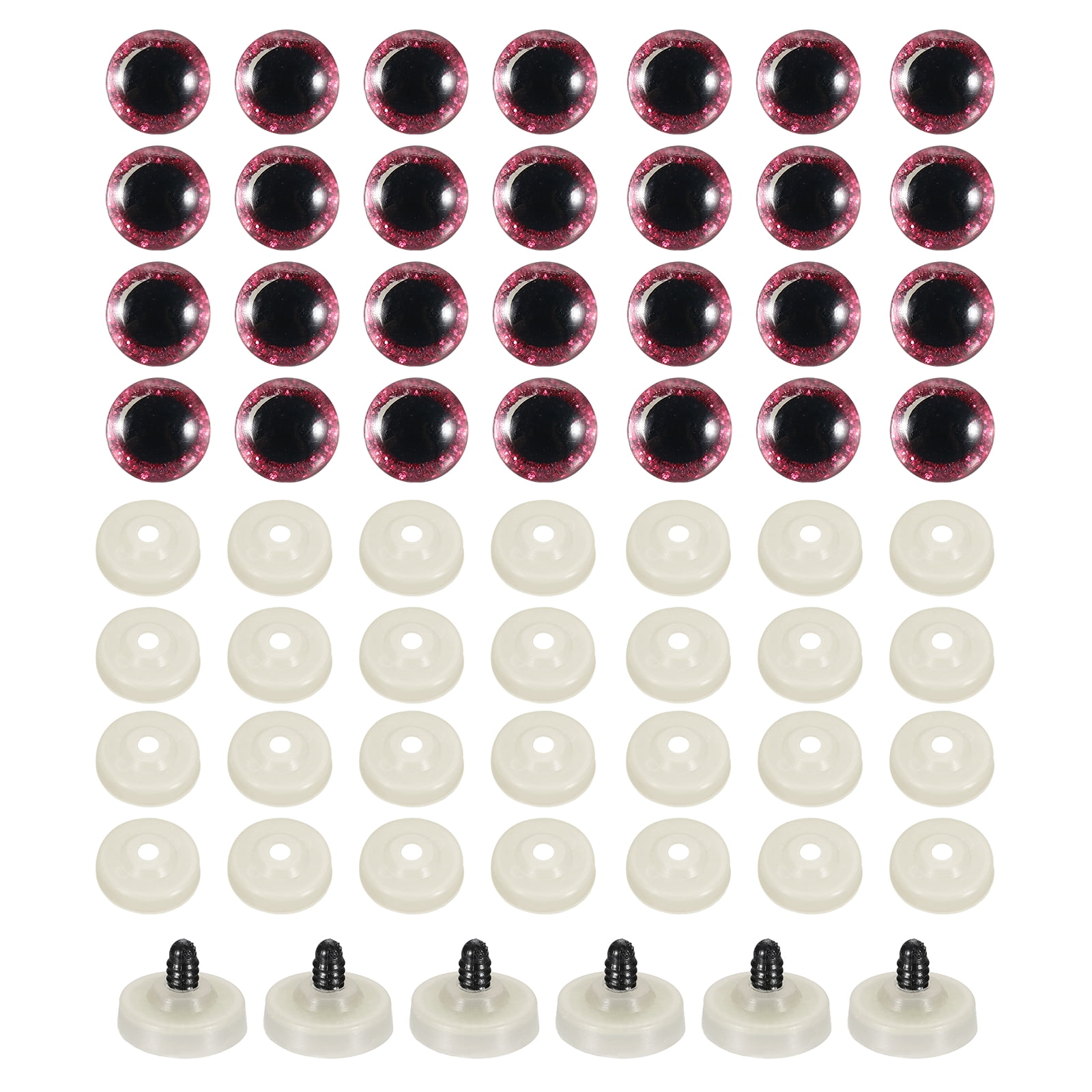 Uxcell 30mm Flash Safety Eyes, 30 Pcs Plastic Glitter Safety Eyes Realistic Colorful Crocheting Safety Eyes for Decor Crochet Accessories Dolls Craft, Plum Red