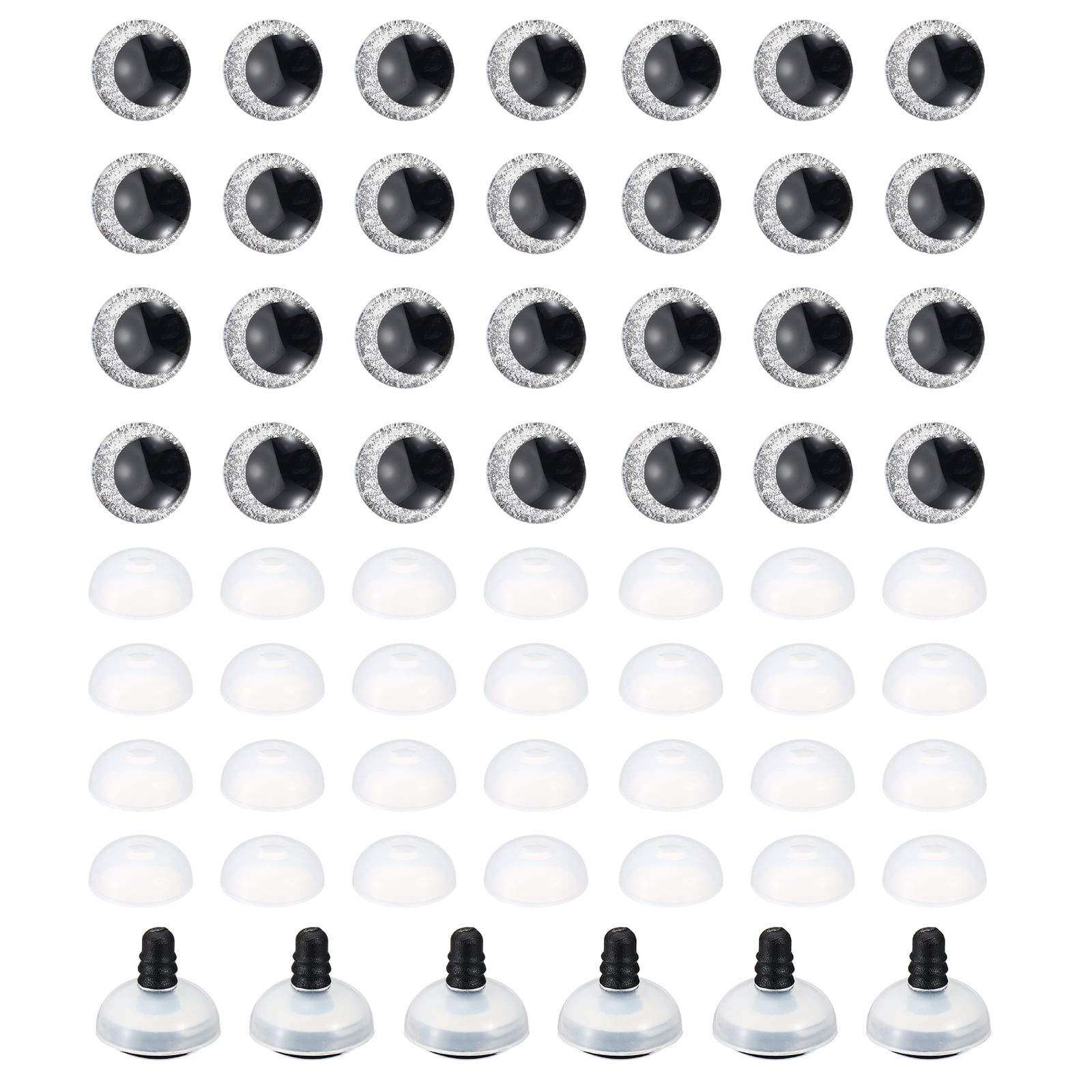 Uxcell 30mm Flash Safety Eyes, 34 Set Plastic Glitter Safety Eyes with Washers Soft Buttons Realistic Colorful Crocheting for Decor Crochet Accessories Dolls Craft, Silver