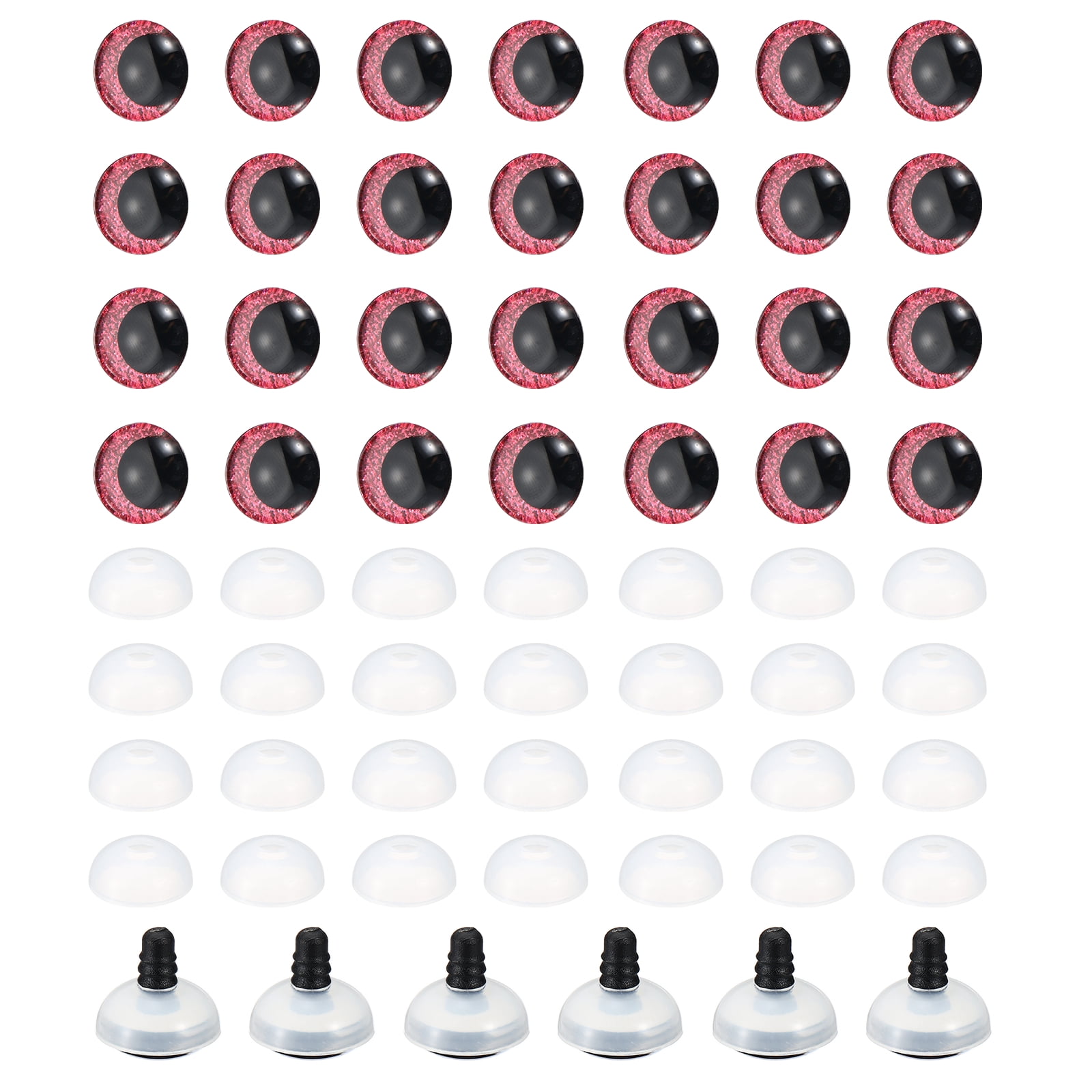 Uxcell 30mm Flash Safety Eyes, 34 Set Plastic Glitter Safety Eyes with Washers Soft Buttons Realistic Colorful Crocheting for Decor Crochet Accessories Dolls Craft, Plum Red