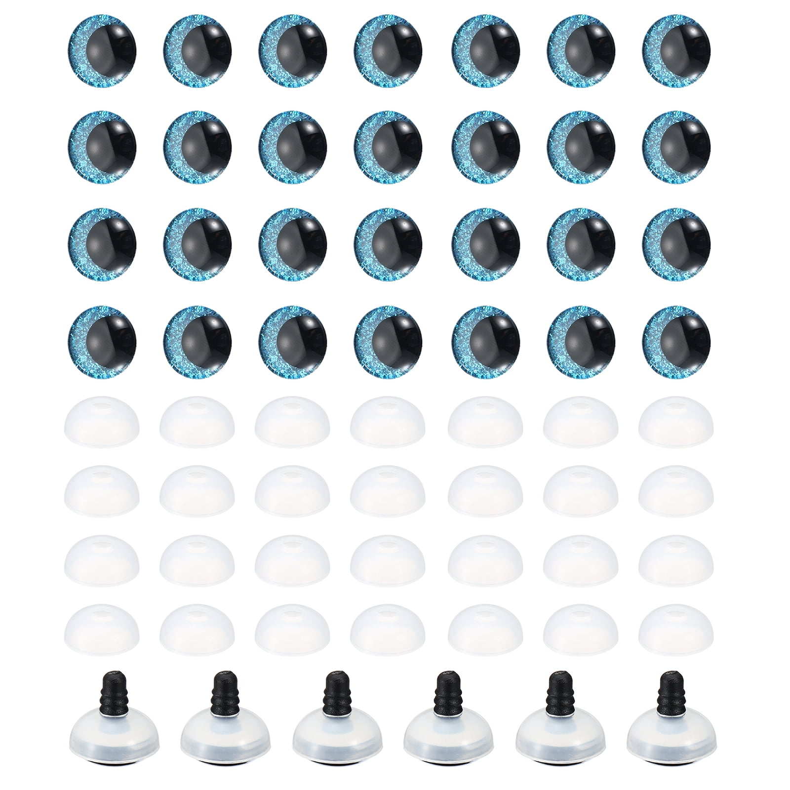 Uxcell 30mm Flash Safety Eyes, 34 Set Plastic Glitter Safety Eyes with Washers Soft Buttons Realistic Colorful Crocheting for Decor Crochet Accessories Dolls Craft, Blue