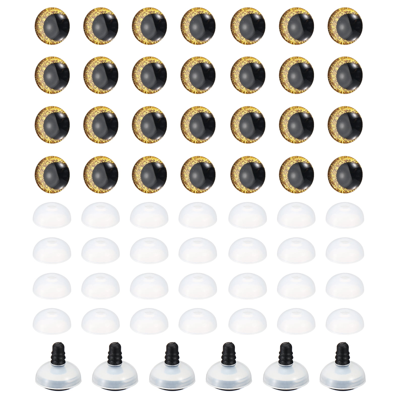 Uxcell 30mm Flash Safety Eyes, 34 Set Plastic Glitter Safety Eyes with Washers Soft Buttons Realistic Colorful Crocheting for Decor Crochet Accessories Dolls Craft, Gold