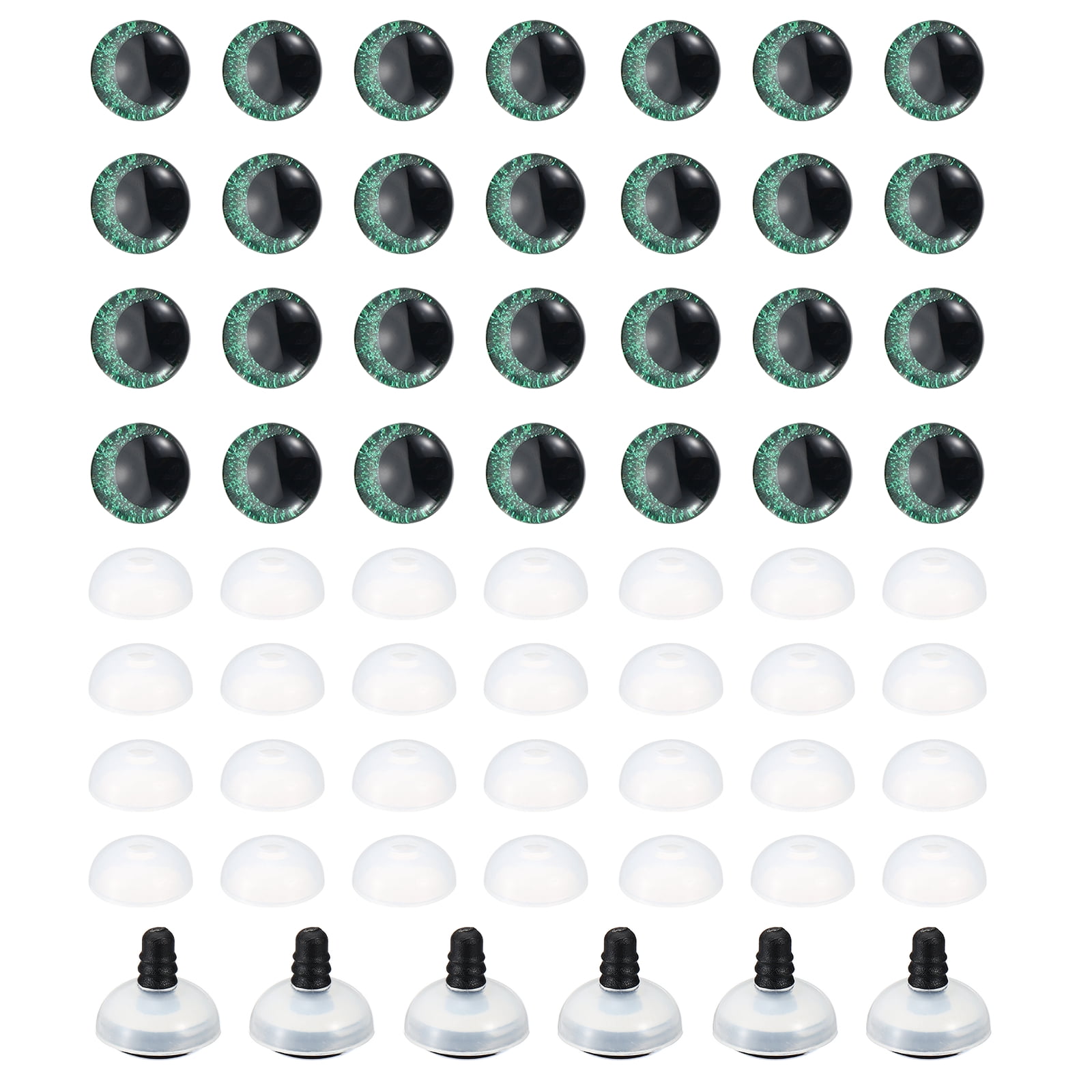 Uxcell 30mm Flash Safety Eyes, 34 Set Plastic Glitter Safety Eyes with Washers Soft Buttons Realistic Colorful Crocheting for Decor Crochet Accessories Dolls Craft, Green