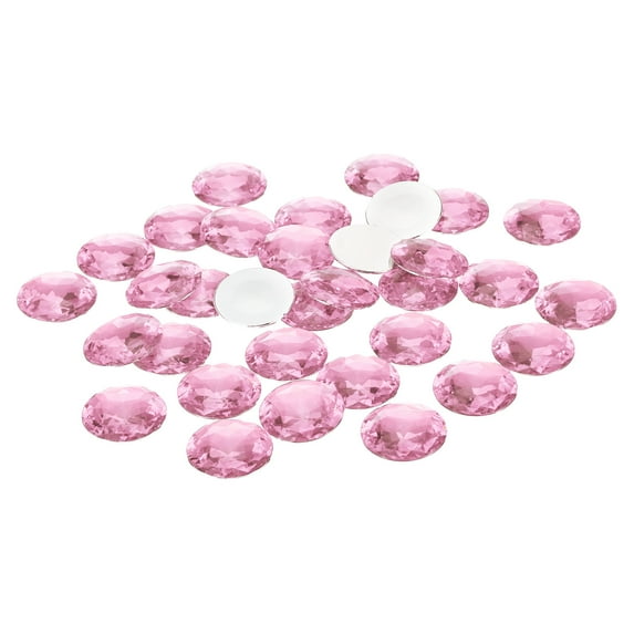 Uxcell 30mm Flat Back Round Acrylic Rhinestones, 50 Pack Plastic Circle Gems for Jewelry Making Costume, Rose Red