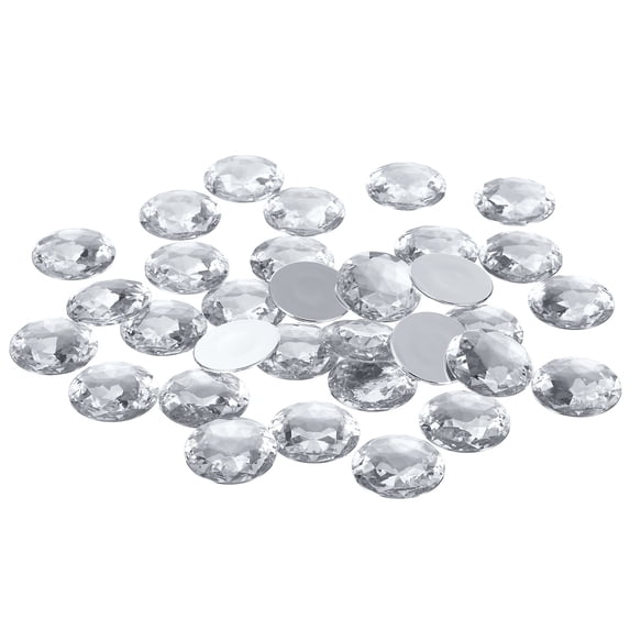 Uxcell 30mm Flat Back Round Acrylic Rhinestones, 50 Pack Plastic Circle Gems for Jewelry Making Costume, White