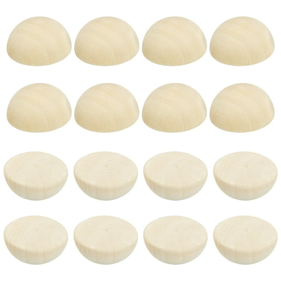 Uxcell 30mm Half Wood Beads, 30 Pack Unfinished Natural Wooden Beads Round Split Wood Balls for Craft