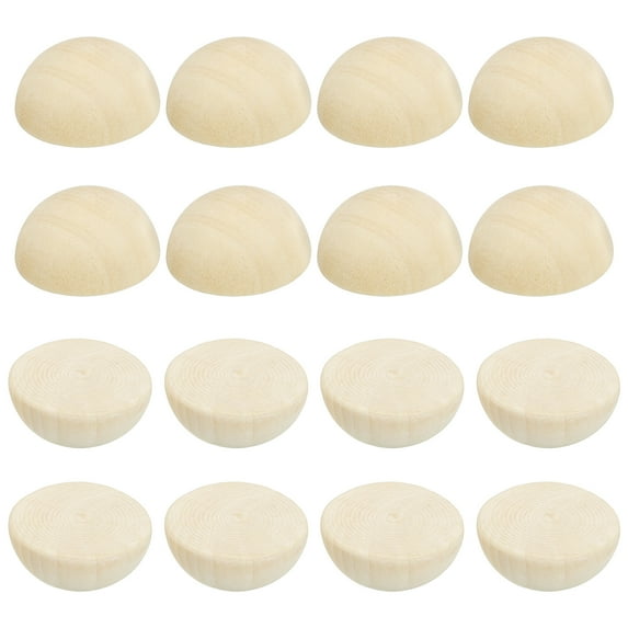 Uxcell 30mm Half Wood Beads, 50 Pack Unfinished Natural Wooden Beads Round Split Wood Balls for Craft