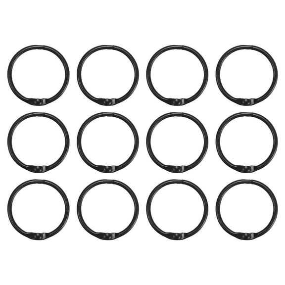 Uxcell 30mm Loose Leaf Binder Rings, 12Pack 2.2mm Metal Flash Card Book Binding Rings for Key Chain Card, Black
