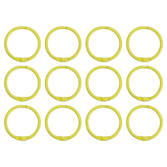 Uxcell 30mm Loose Leaf Binder Rings, 12Pcs 2.2mm Metal Flash Card Book Binding Rings for Key Chain Card, Yellow